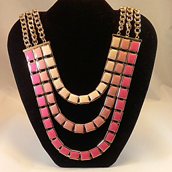 20"  Pink Ombre Effect Enamel Link Necklace GT--55 - Picture 4 of 5